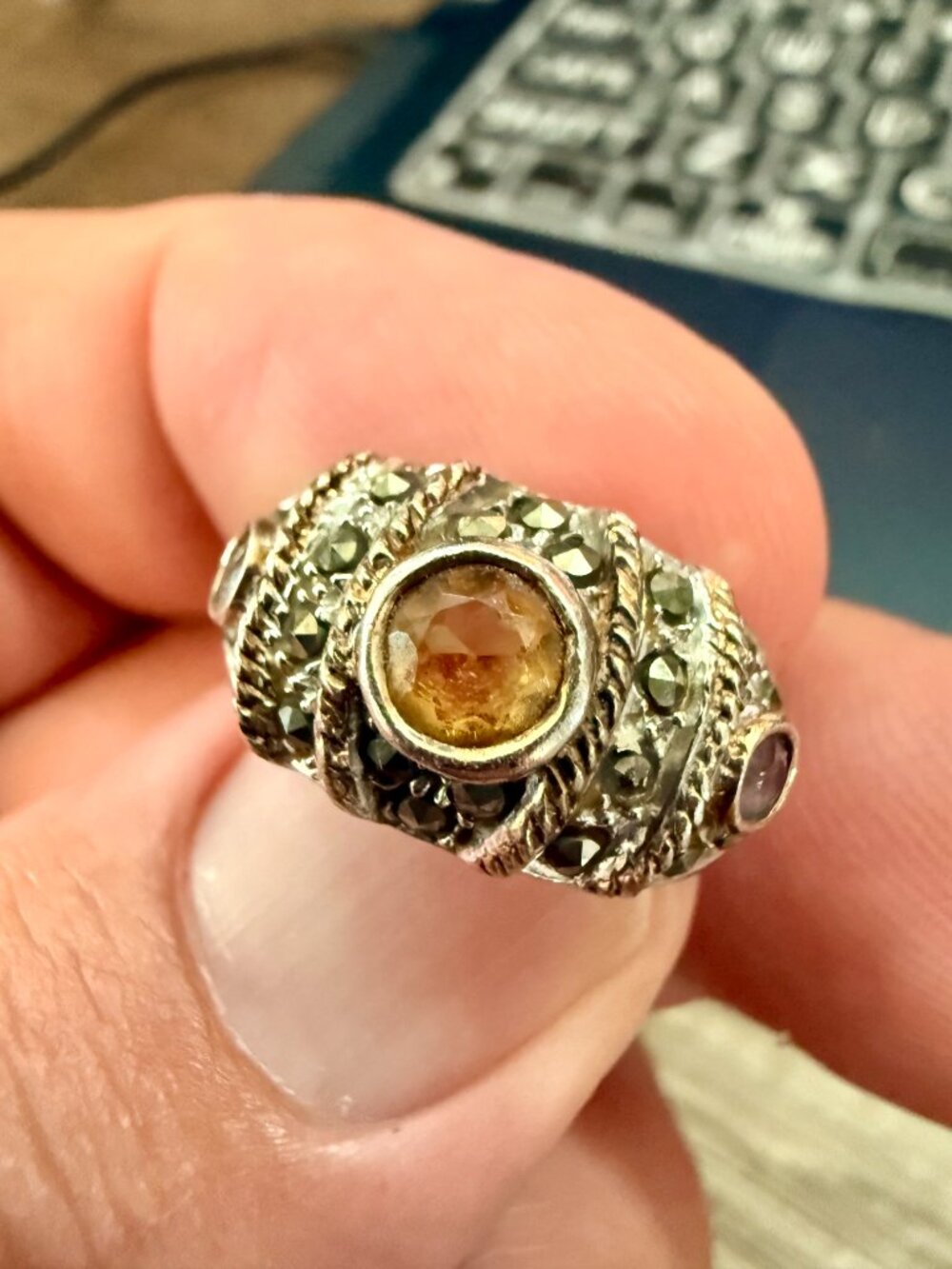 925 vintage citrine stone ring